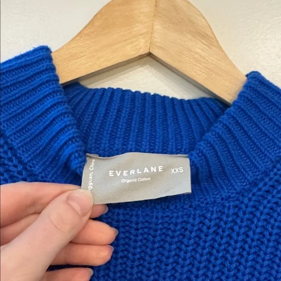 NEW Everlane 100% Cotton Texture Fisherman Crewneck Sweater in Blue, size XS - Picture 3 of 6